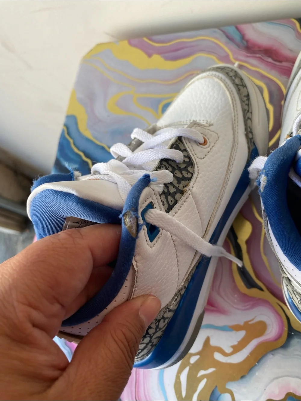 Air Jordan 3 Retro Wizards True Blue Preschool Sneakers 12C Streetwear